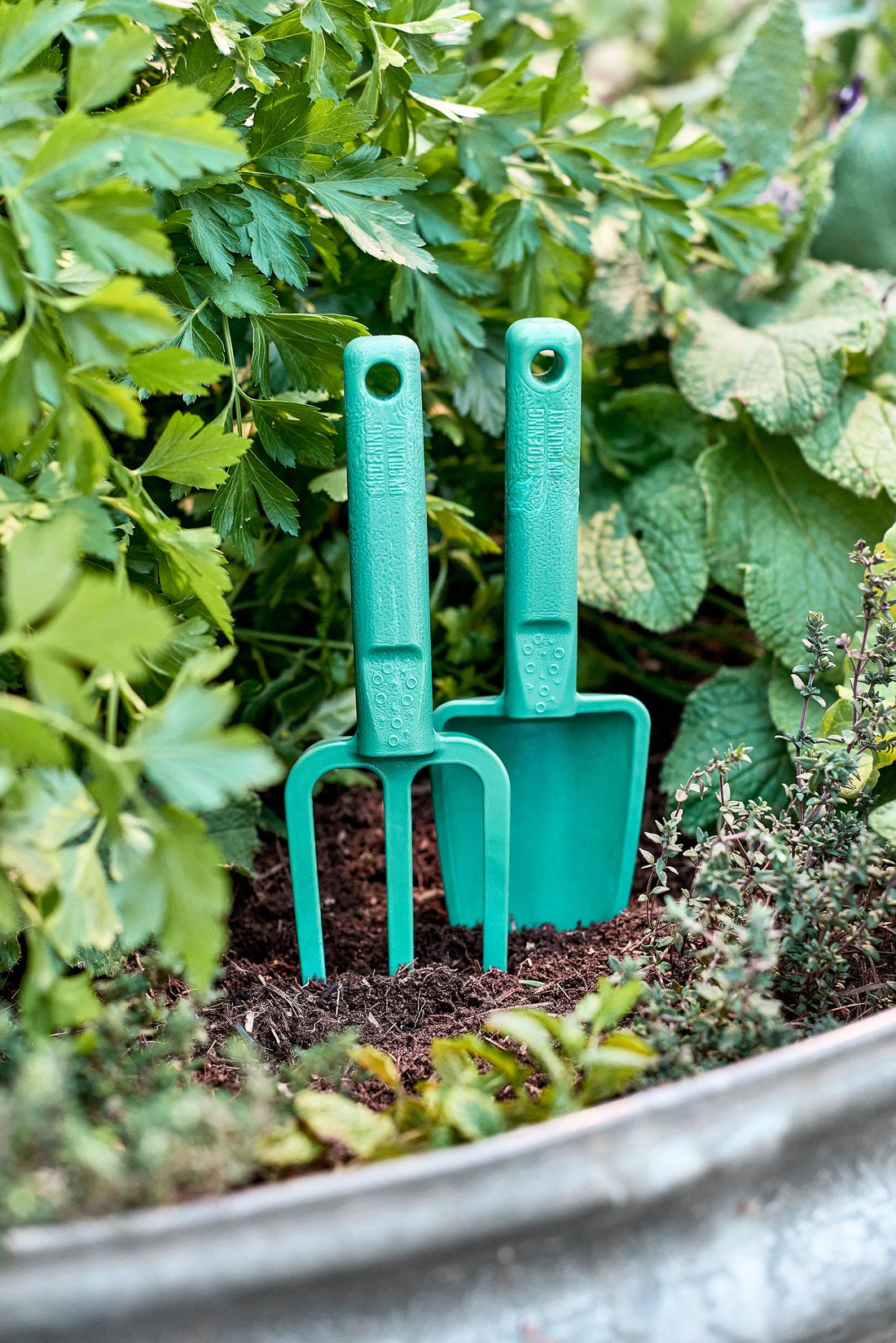Recycled Plastic Garden Tools - Trowel - Fork - Green