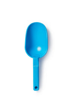 Blue plastic scoop on a white background