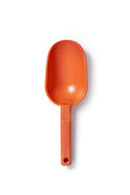 Orange plastic scoop on a white background