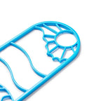 Blue recycled plastic plant trellis with a unique design on a white background