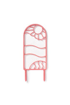 Pink eco recycled plastic plant garden trellis sun and wave design on a white background