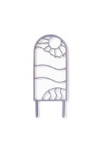 Purple recycled plastic plant garden trellis sun and wave design on a white background