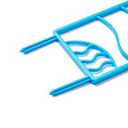 Blue eco recycled plastic garden trellis with a wavy design on a white background