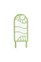 Green recycled plastic plant garden trellis sun and wave design on a white background